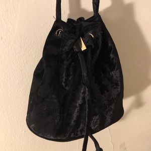 Black Crushed Velvet Bucket Purse